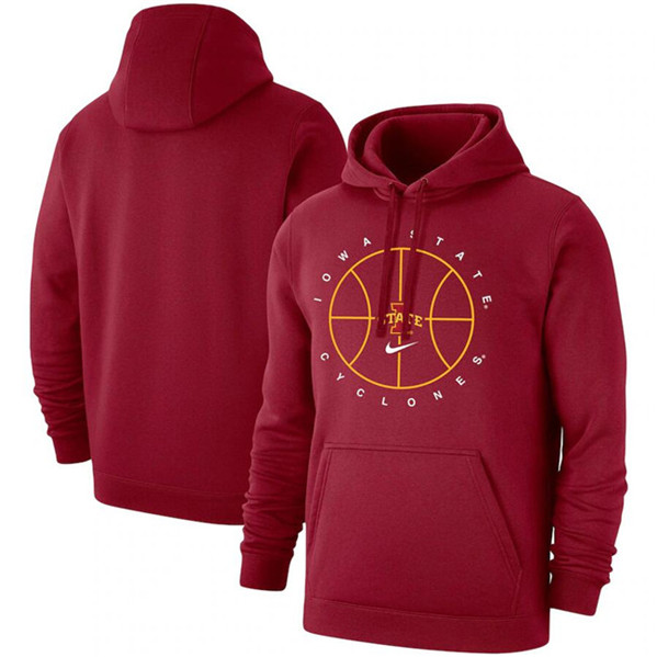 Men's Lowa State Cyclones Red Basketball Icon Club Fleece Pullover Hoodie